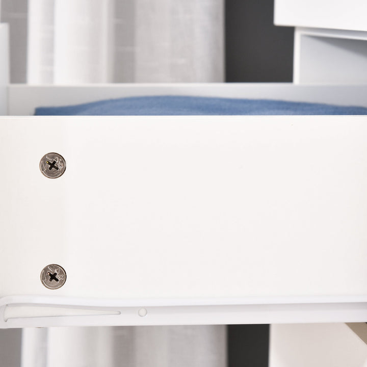 Armário Roupeiro de 2 Portas com Espelho 3 Gavetas Prateleiras Ajustáveis e Barra para Pendurar Incluida Roupeiro para Dormitório 80x50x180cm Branco
