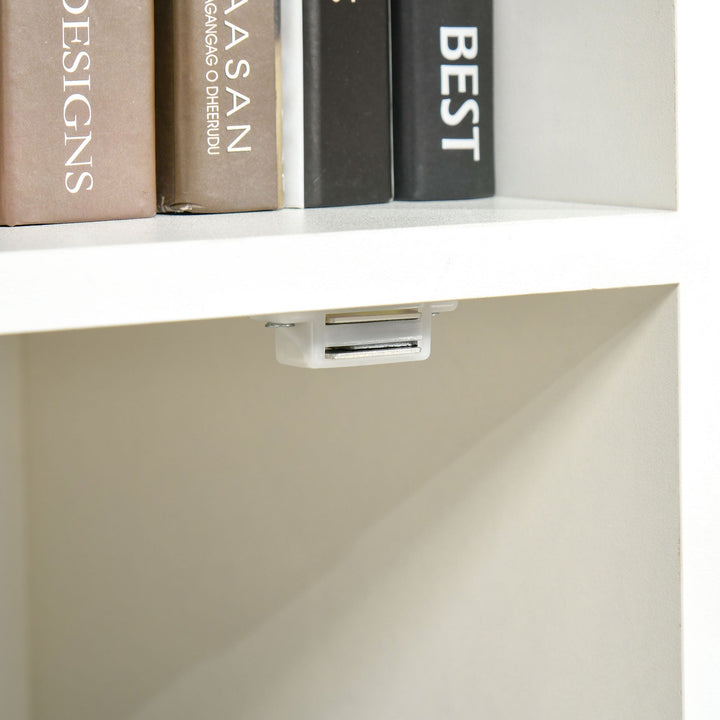 Estante com 3 Prateleiras Abertas e 1 Fechada com Porta Estante de Estilo Moderno para Armazenamento de Livros Brinquedos Plantas 40x30x129,5cm Branco