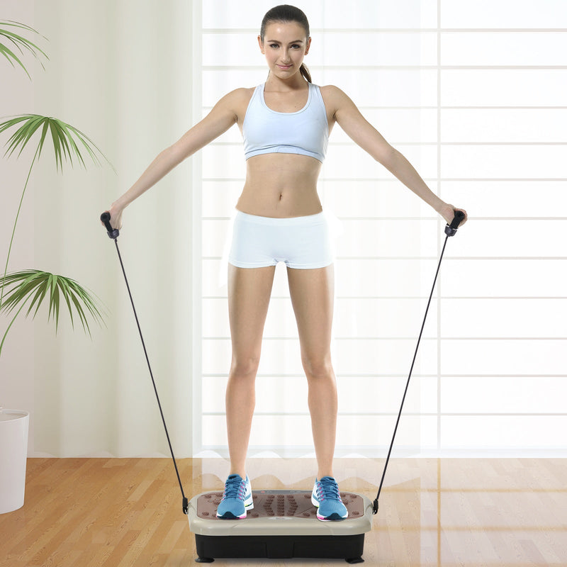 Plataforma de Vibração com 2 Bandas Elásticas para Treinamento de Fitness 200 W com Controle Remoto e Carga 120 kg