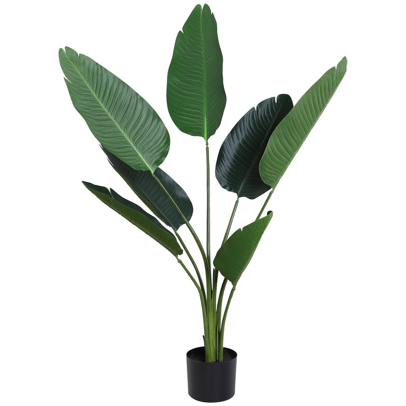 Planta de Decoração artificial de Palma Árvore realista com vaso de flores 7 folhas ?15x120cm para exterior e interior Não requer instalação