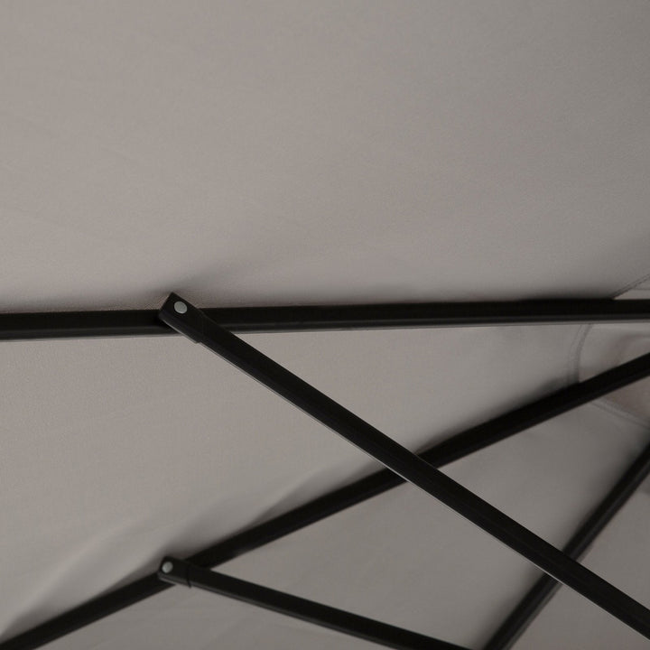 Chapéu de Sol de Jardim Ø300x250 cm com Manivela Chapéu de Sol Exterior com Mecanismo de Inclinação e Mastro Desmontável de Metal para Terraço Piscina Pátio Cinza
