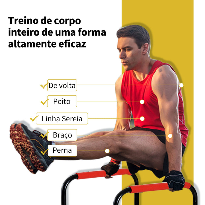 Suporte de treino de barras paralelas para flexões inclinadas construção muscular Calistênicos 63x41x73 cm Preto