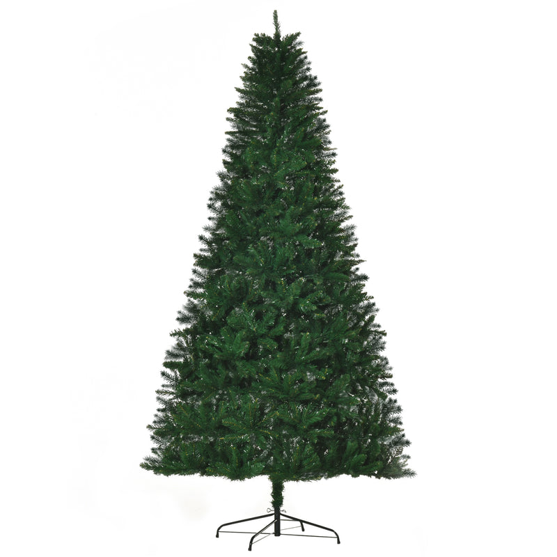 Árvore de Natal Artificial 240cm Ignífuga com 1499 Ramas com 2 Tipos de Pontas de PVC e Base de Aço Decoração de Natal para Interiores Verde