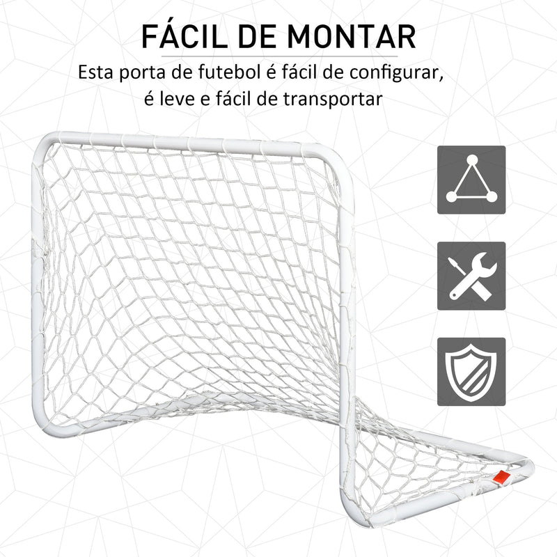 Conjunto de 2 balizas de futebol com rede e bola para crianças e adultos 78x46x 56cm Branco