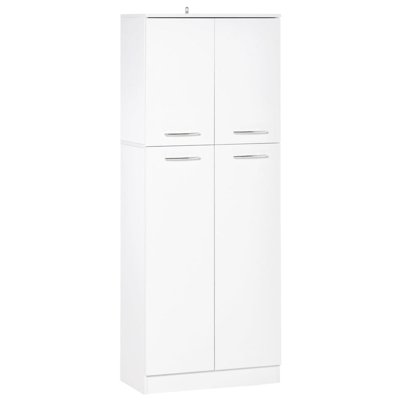 Armário Alto de 2 Portas Móvel Auxiliar de Armazenamento Multifuncional com 5 Prateleiras e Prateleiras Interiores Ajustáveis para Sala Dormitório Cozinha 59x31x155cm Branco