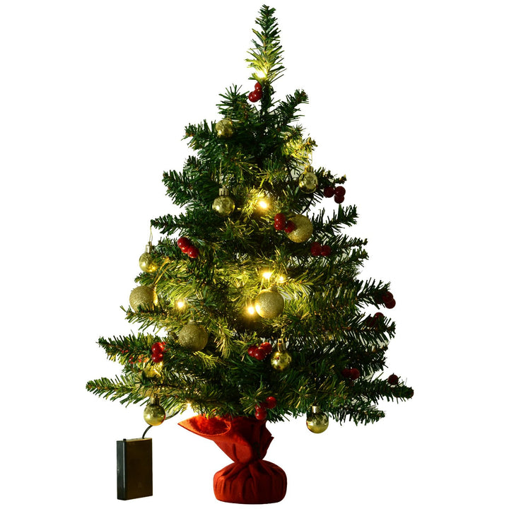 Mini Árvore de Natal 60cm Artificial Decoração de Natal de Pinheiro com Suporte Metálico 73 Ramos PVC Verde