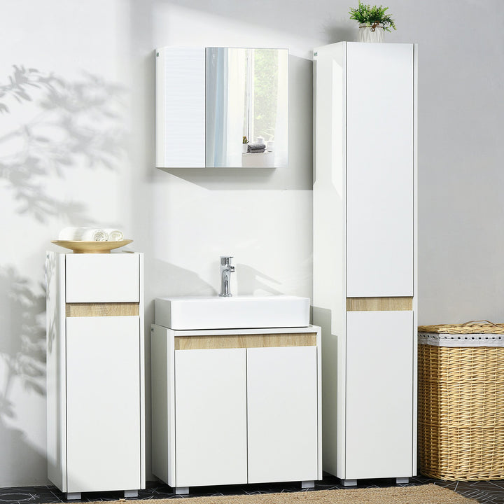 Coluna Casa de Banho Armário Auxiliar Casa de Banho de 5 Níveis com Prateleiras Ajustáveis Armário Multiusos para Duches Casa de Banho 30x33x165cm Branco