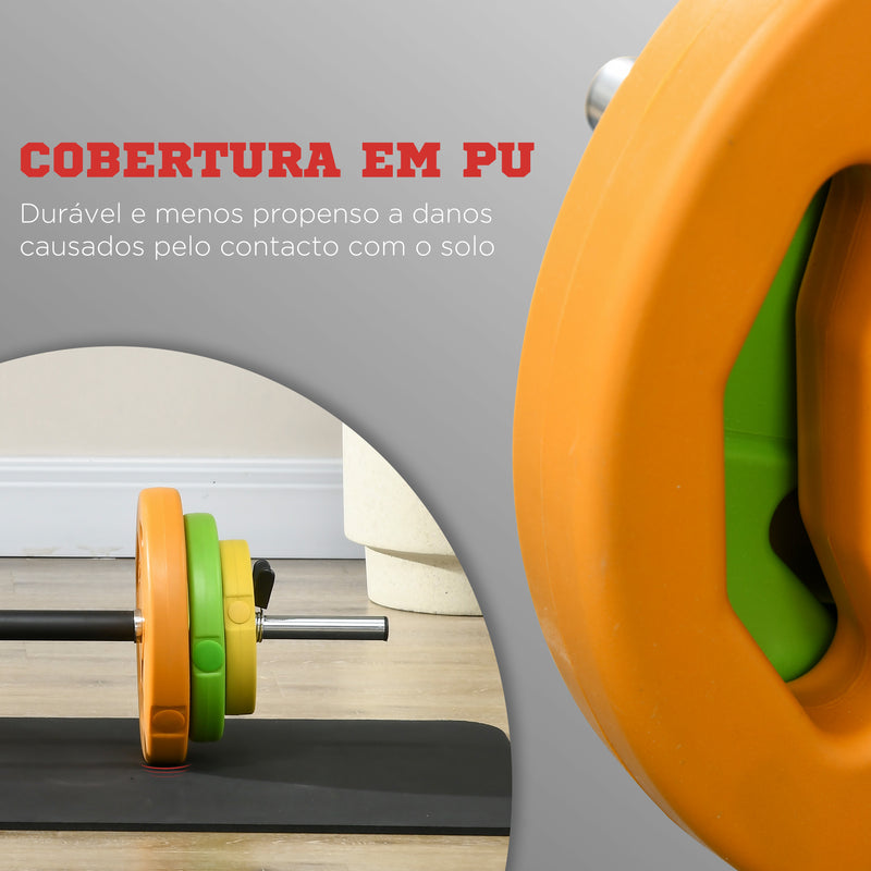 Conjunto de Barra de Pesos Conjunto de Musculação com 6 Discos de Pesos 1,5kg 2,5kg 5 kg Intercambiáveis para Treino de Força Braços em Ginásio Casa 130x28x28 cm Multicor