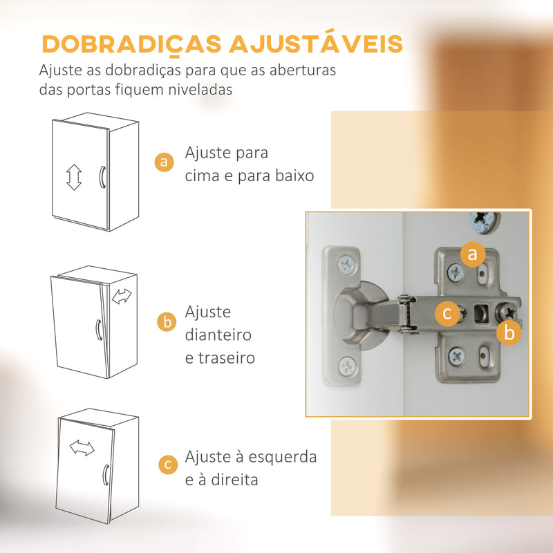 Armário de Cozinha Móvel de Cozinha com 4 Portas Gaveta e Prateleiras Ajustáveis para Sala de Jantar Estilo Moderno 60x38x161 cm Branco