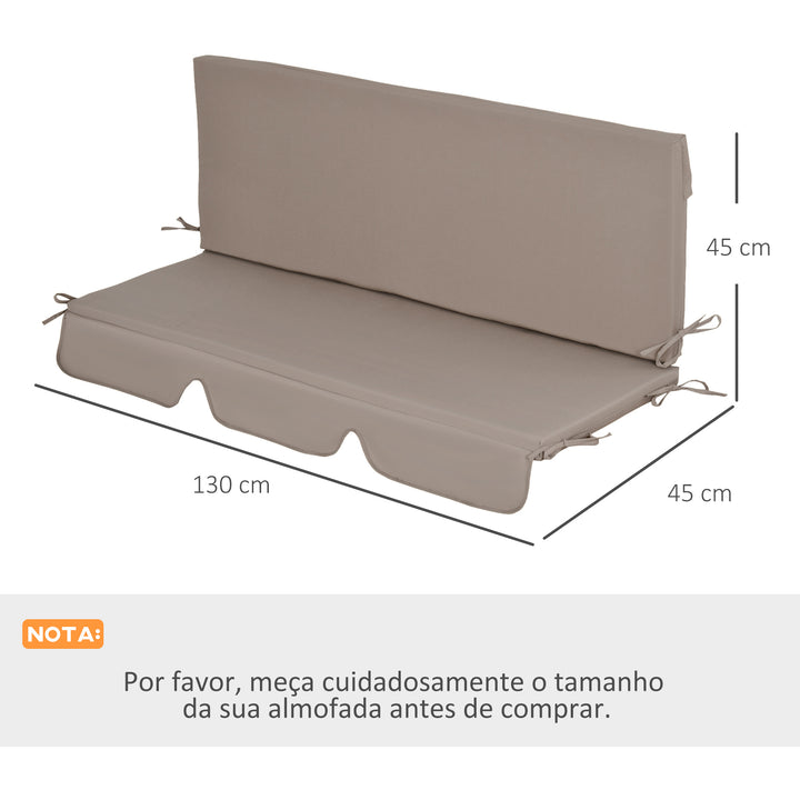 Almofada para Baloiço de 2 Peças 130x45x5 cm Almofada para Baloiço de Assento e Encosto Acolchoado para Jardim Varanda Exterior Marrom