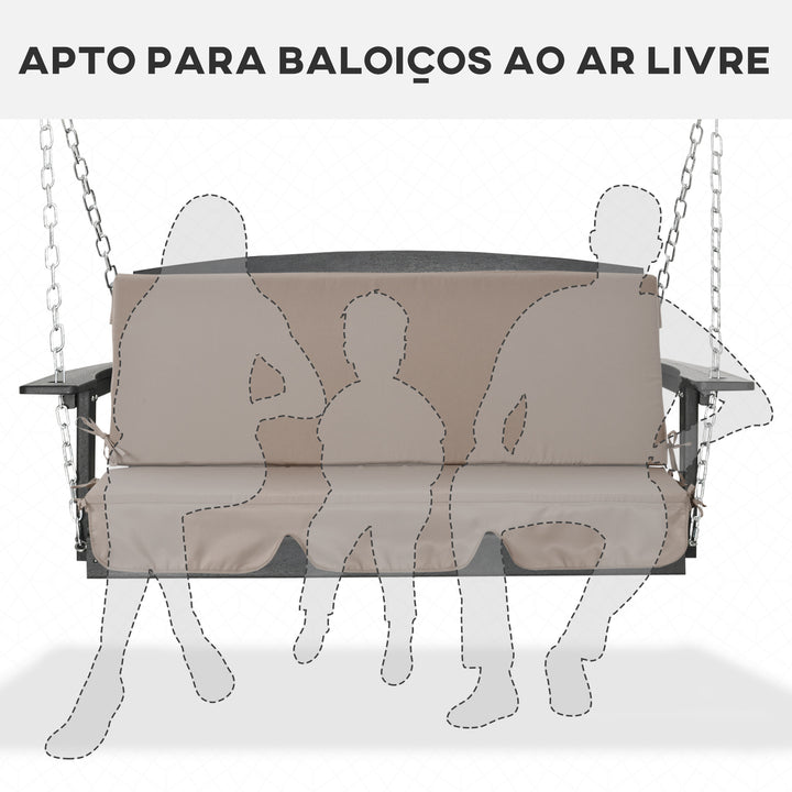 Almofada para Baloiço de 2 Peças 130x45x5 cm Almofada para Baloiço de Assento e Encosto Acolchoado para Jardim Varanda Exterior Marrom