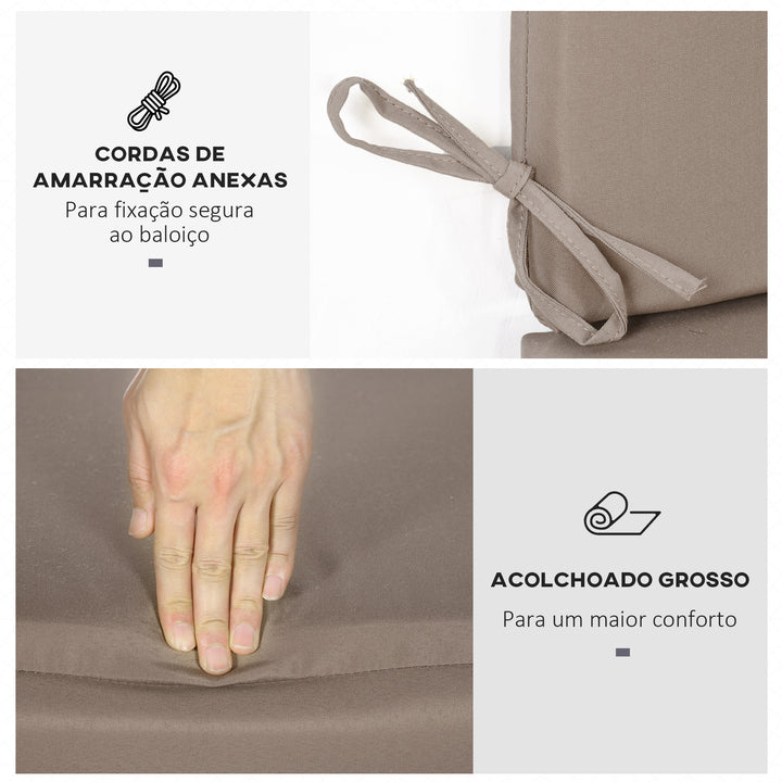 Almofada para Baloiço de 2 Peças 130x45x5 cm Almofada para Baloiço de Assento e Encosto Acolchoado para Jardim Varanda Exterior Marrom