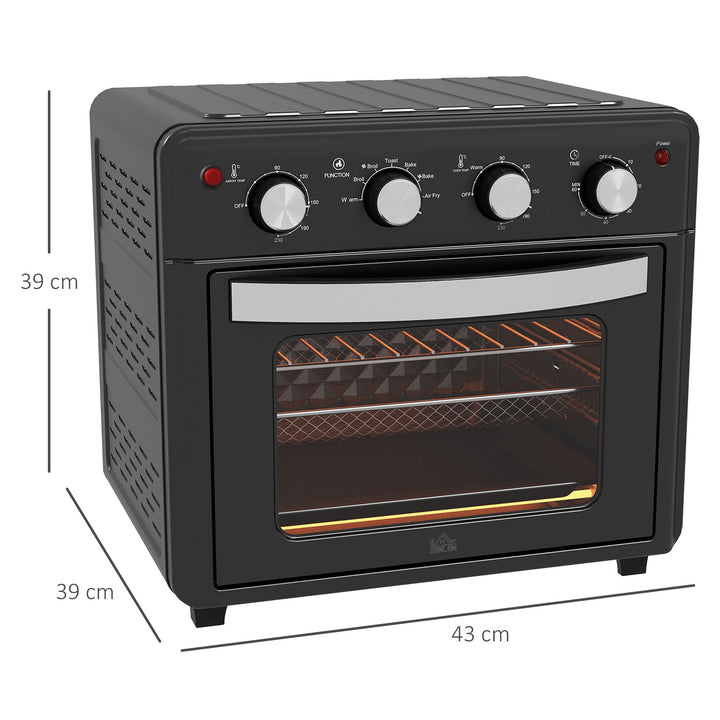 Mini Forno Elétrico Multifuncional Mini Forno Elétrico de 30L 1600W Mini Forno de Convecção com 7 Modos Temporizador e Temperatura Ajustável 43x39x39 cm Preto