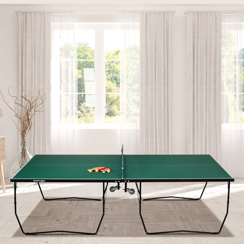 Mesa de Ping Pong Dobrável para Interiores e Exteriores Mesa de Ping Pong Profissional Tamanho Padrão com Rede Raquetes e 3 Bolas 274x152,5x76 cm Verde