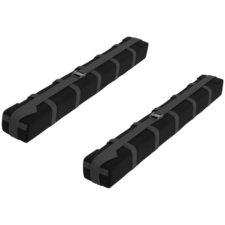 Barras de Tejadilho Universais para Veículos Barras de Tejadilho para Carros 2 Peças com Cordas de Fixação Carga Máxima 75 kg Tecido Oxford 85x10x8 cm Preto