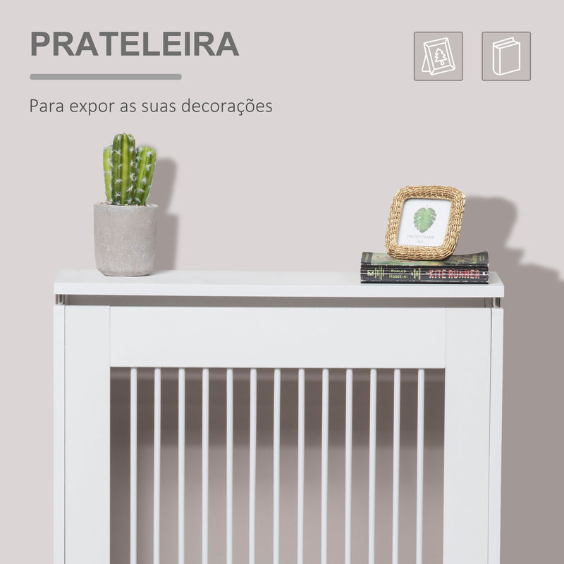 Cobertura de Radiador Cobertura de Radiador Moderno de MDF com Prateleira Superior para Sala de Estar dormitório Escritório 60x18x84 cm Branco