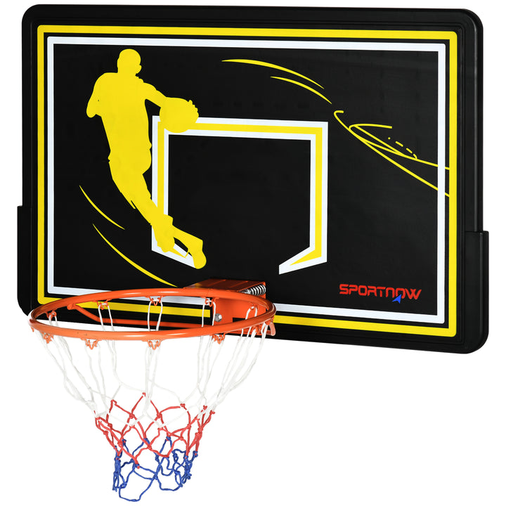 Tabela de Basquetebol de Parede para Interior Exterior Tabela de Basquetebol para Adultos 110x90x70 cm Preto e Amarelo