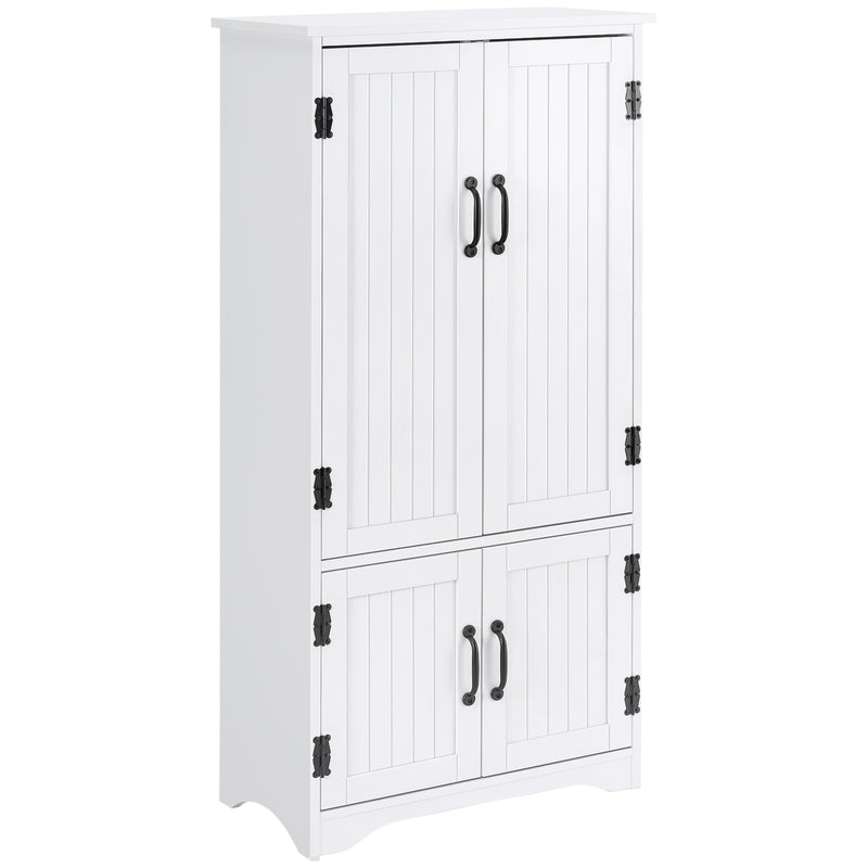 Armário de Cozinha Armário de Cozinha Alto Móvel Auxiliar com 4 Portas e Prateleiras Ajustáveis para Sala de Estar 60x30x123 cm Branco