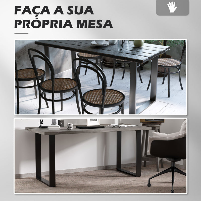 Conjunto de 2 Pés para Mesa de Aço 60x72 cm Pernas Quadradas de Mesa para Móveis de Bricolage Estilo Industrial com Parafusos e Protetores de Chão Preto