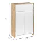 Móvel Auxiliar Casa de Banho com 1 Gaveta e 2 Portas Armário Casa de Banho de Estilo Moderno Anti-Tombo 60x30x90cm Branco e Madeira