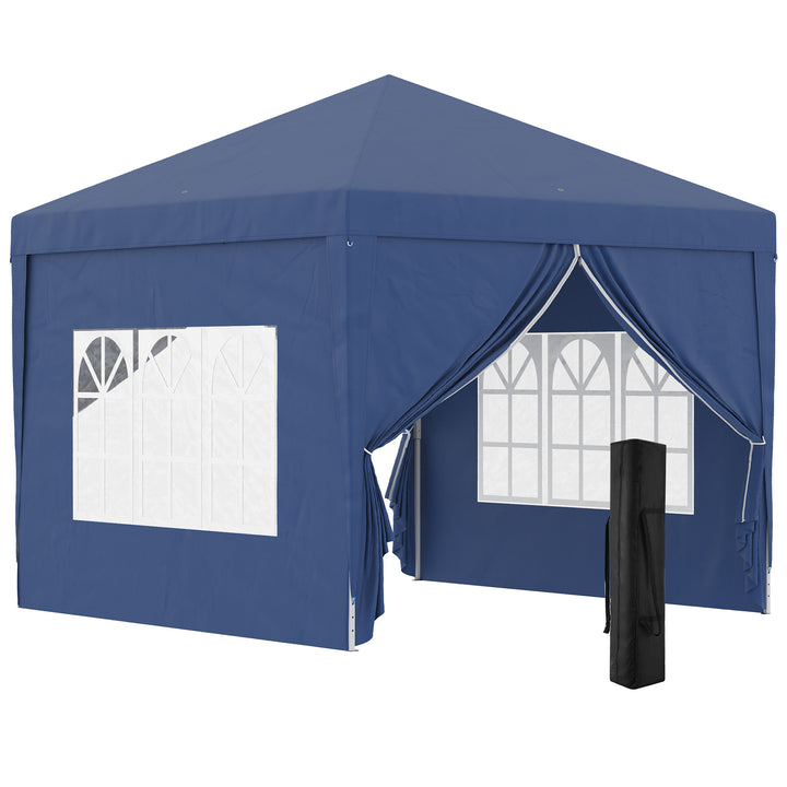 Tenda de Jardim com Paredes Laterais Amovíveis Janelas Porta com Zíper e Bolsa de Transporte 295x295x195-258 cm Azul