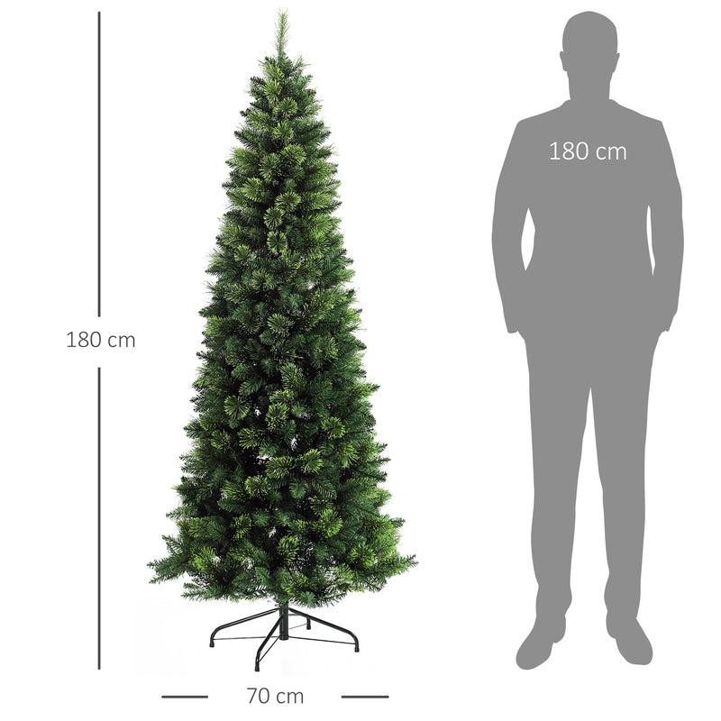 Árvore de Natal Artificial 180 cm Árvore de Natal com 648 Ramos de Agulha de Pinheiro Fácil de Montar e Base Desmontável de Aço Ø70x180 cm Verde