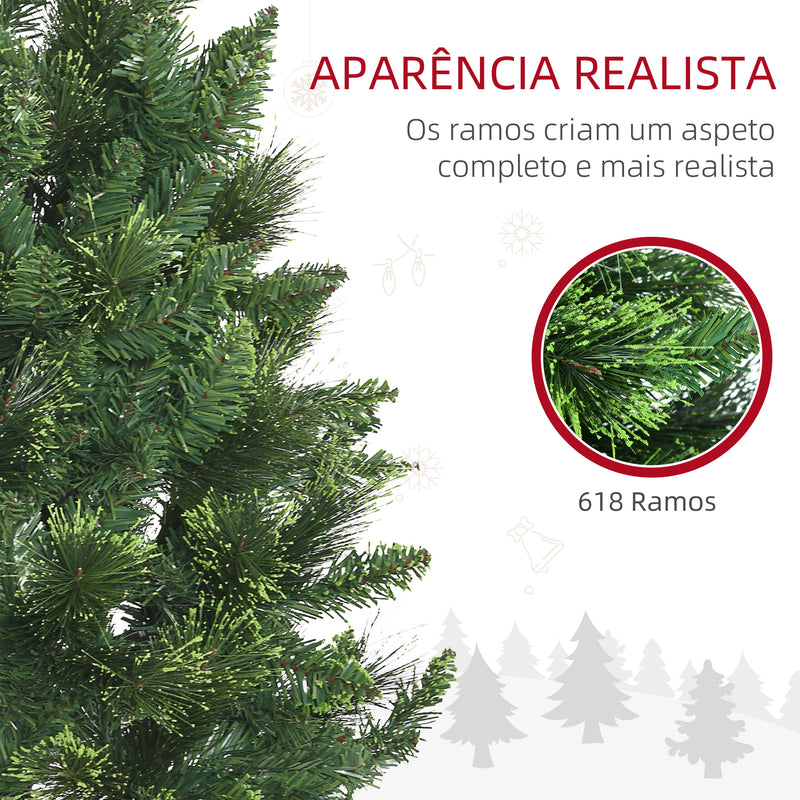 Árvore de Natal Artificial 180 cm Árvore de Natal com 648 Ramos de Agulha de Pinheiro Fácil de Montar e Base Desmontável de Aço Ø70x180 cm Verde