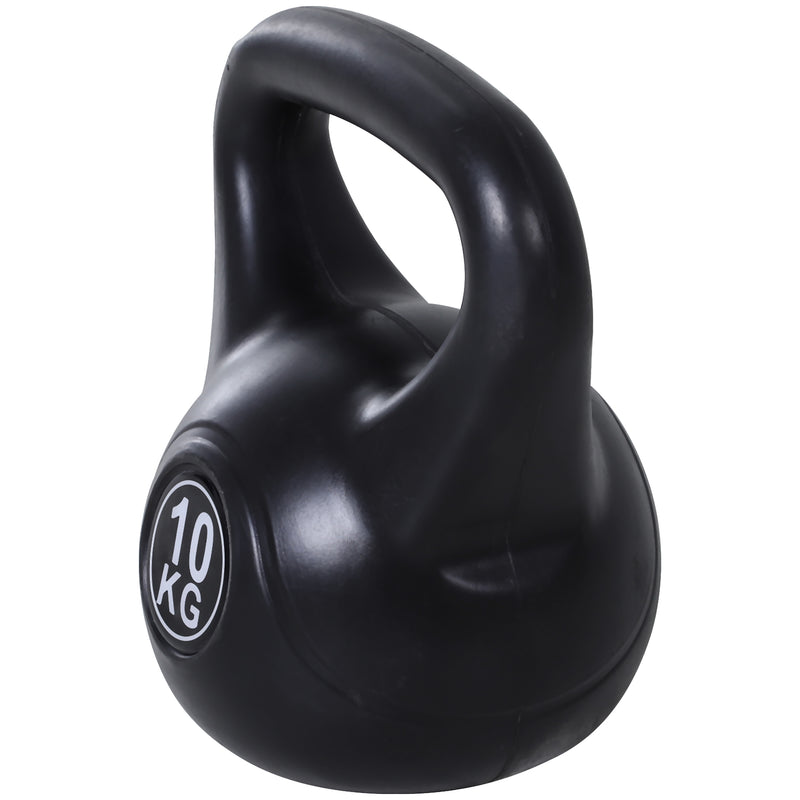 Peso Russo de 10 kg Kettlebell Preenchido de Areia com Punho Largo e Antiderrapante para Trenos em Casa e Ginásio 25x19x28 cm Preto