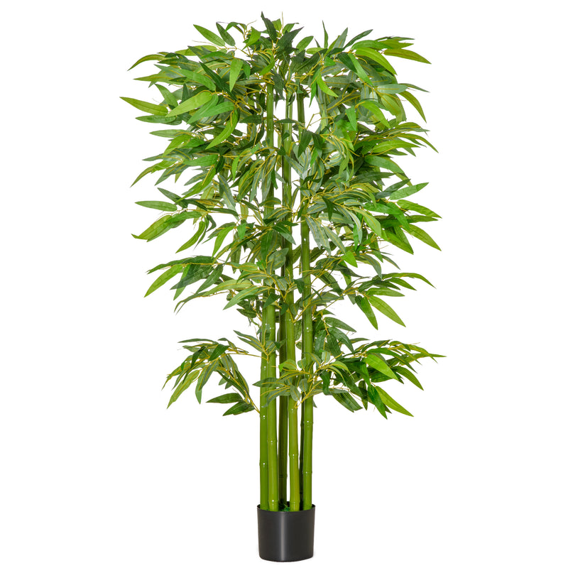 Planta Artificial 160 cm Bambu Artificial com 975 Folhas e Vaso Planta Artificial Decorativa para Interior e Exterior Casa Sala de Estar Escritório Verde