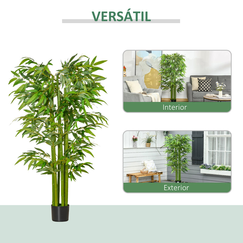 Planta Artificial 160 cm Bambu Artificial com 975 Folhas e Vaso Planta Artificial Decorativa para Interior e Exterior Casa Sala de Estar Escritório Verde