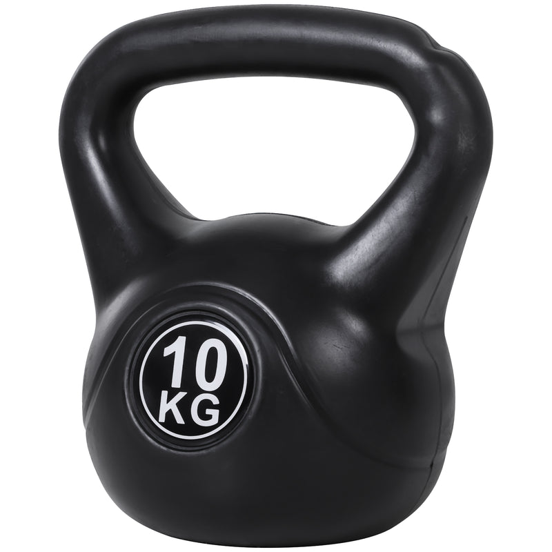 Peso Russo de 10 kg Kettlebell Preenchido de Areia com Punho Largo e Antiderrapante para Trenos em Casa e Ginásio 25x19x28 cm Preto