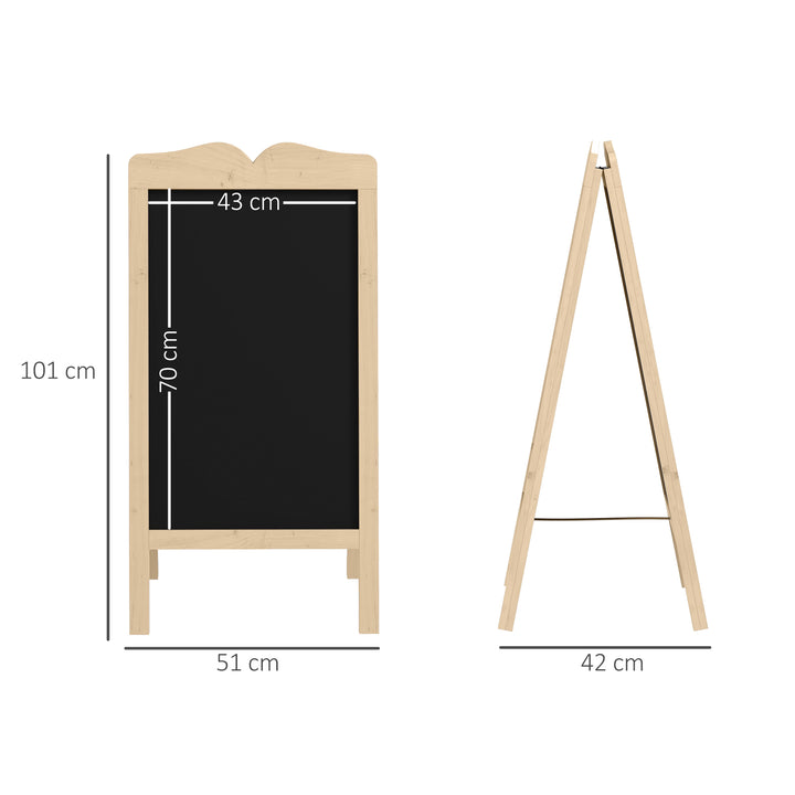 Quadro de Cavalete Madeira Cavalete Quadro Negro Magnético Dobrável com 8 Gizes Líquidos e 6 Placas de Palavras Dupla Face 51x42x101 cm Madeira