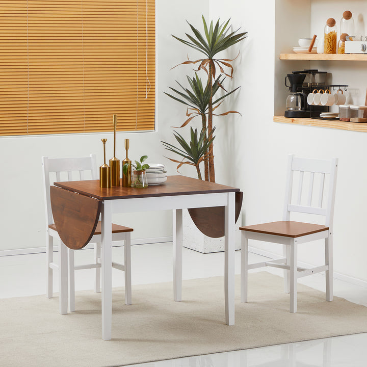 Mesa de Cozinha Dobrável de Madeira Mesa de Sala de Jantar Extensível com Laterais Dobráveis para 4-6 Pessoas Carga 50 kg 140x70x75 cm Branco e Madeira