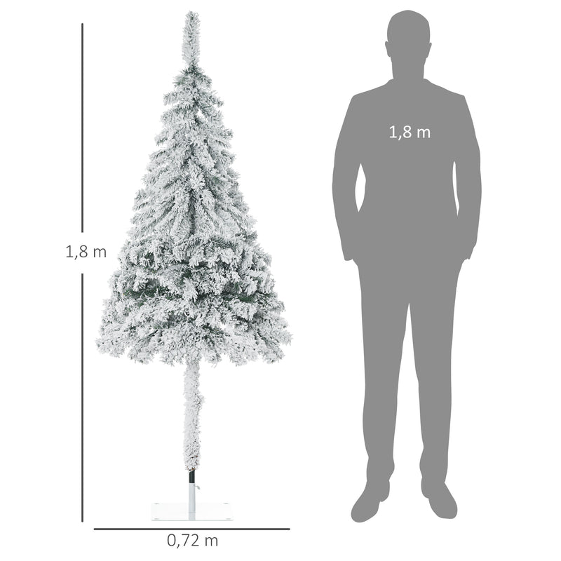 Árvore de Natal Artificial Árvore de Natal com Aspecto Nevado 180 cm com 290 Ramos e Base de Aço Decoração de Interiores Ø72x180 cm Verde