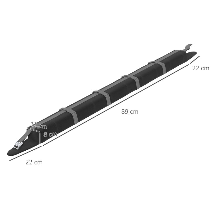 Barras de Tejadilho Universais para Veículos Carris de Tejadilho com Função Insuflável e Correias de Fixação 2 Peças Carga Máxima 75 kg Nylon 89x12x8 cm Preto