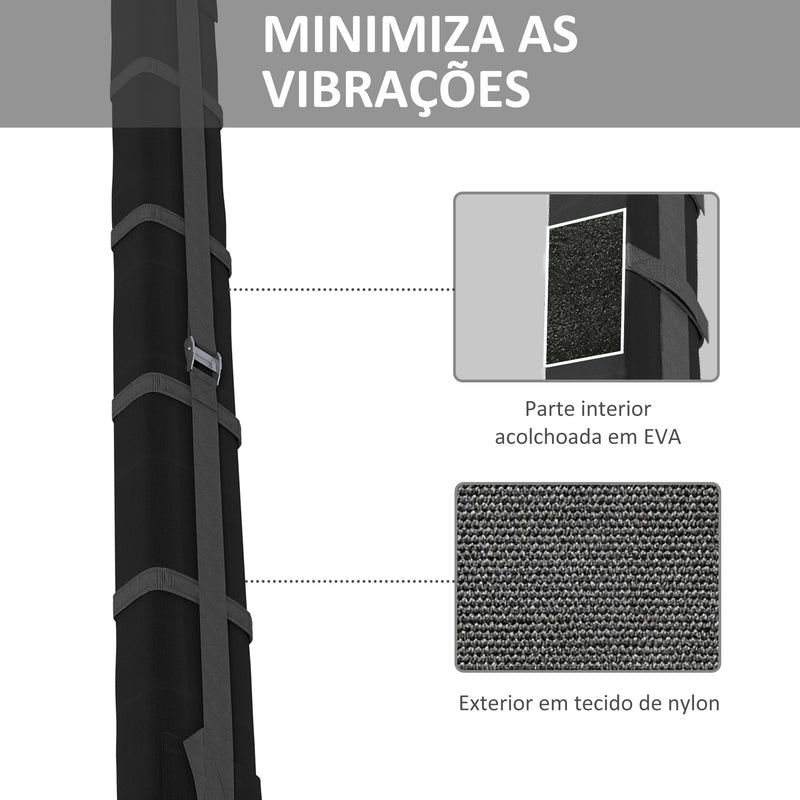 Barras de Tejadilho Universais para Veículos Carris de Tejadilho com Função Insuflável e Correias de Fixação 2 Peças Carga Máxima 75 kg Nylon 89x12x8 cm Preto