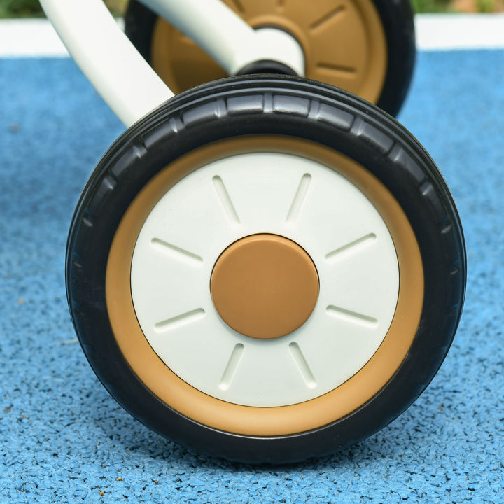 Triciclo para Crianças de 2 a 5 anos Triciclo Infantil com Assento Ajustável Cesta Buzina e Pedais e 3 Rodas Carga Máxima 25 kg 70,5x50x58 cm Bege e Marrom