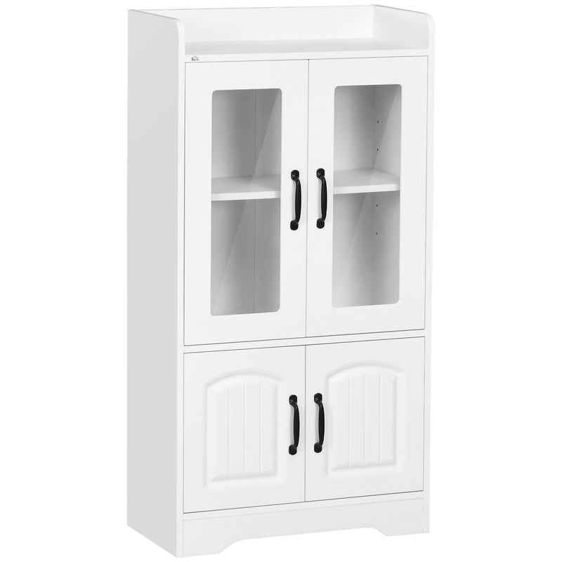 Vitrine Sala de Estar Estante para Livros com Portas de Vidro Prateleira Ajustável e Dobradiças de Fechamento Suave para Estúdio Escritório Dormitório 60x60x116 cm Branco