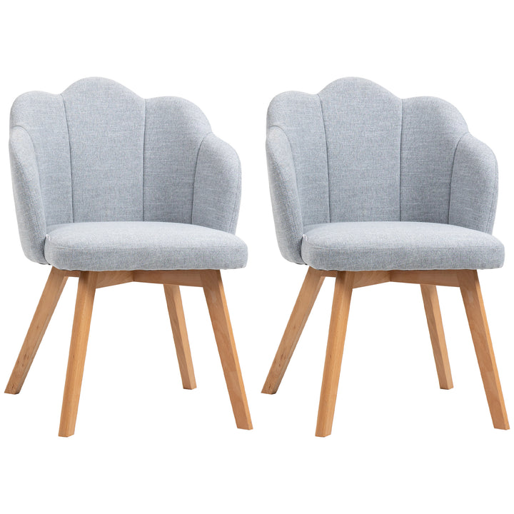 Cadeiras Sala de Jantar Estofada em Linho Sintético Conjunto de 2 Cadeiras de Cozinha com Assento e Encosto Acolchoados Estilo Moderno Carga Máxima 120 kg 58x60x82 cm Cinza Claro