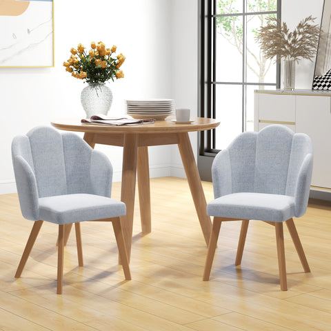 Cadeiras Sala de Jantar Estofada em Linho Sintético Conjunto de 2 Cadeiras de Cozinha com Assento e Encosto Acolchoados Estilo Moderno Carga Máxima 120 kg 58x60x82 cm Cinza Claro