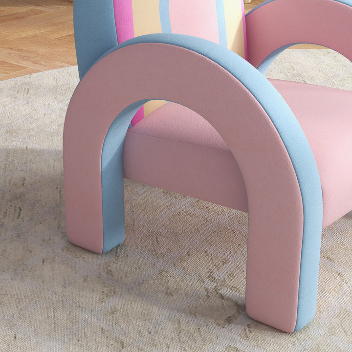 Poltrona para Crianças Pequenas em Forma de Arco Íris Mini Sofá para Crianças de 1,5 a 5 Anos para Dormitório Sala de Estar Carga Máxima 45 kg 43x41x51 cm Rosa