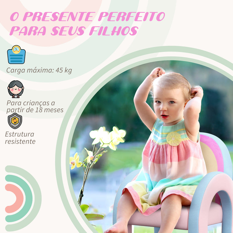 Poltrona para Crianças Pequenas em Forma de Arco Íris Mini Sofá para Crianças de 1,5 a 5 Anos para Dormitório Sala de Estar Carga Máxima 45 kg 43x41x51 cm Rosa