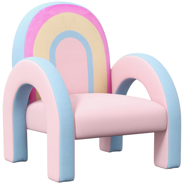Poltrona para Crianças Pequenas em Forma de Arco Íris Mini Sofá para Crianças de 1,5 a 5 Anos para Dormitório Sala de Estar Carga Máxima 45 kg 43x41x51 cm Rosa