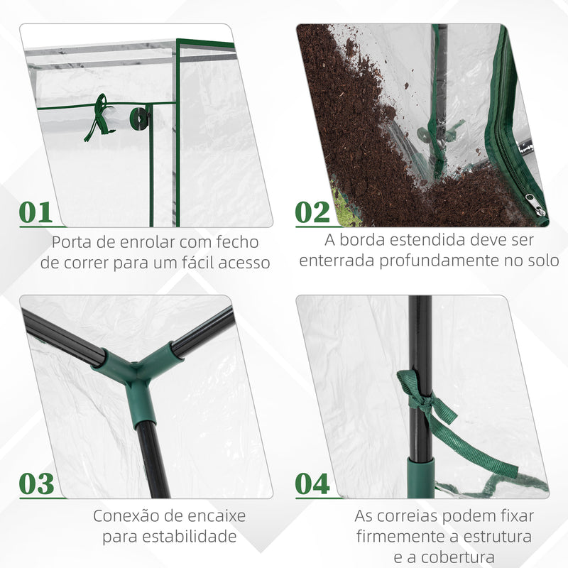 Estufa com Porta Enrolável e Estrutura de Aço Estufa de Jardim Varanda Pátio para Cultivo de Plantas 100x50x150 cm Transparente