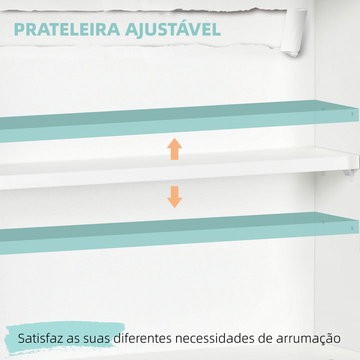 Secretária de Parede Moderna Mesa Dobrável de Parede Multifuncional com Prateleiras de Armazenamento Carga 40 kg para Dormitório Sala de Estar Escritório 64x20x60 cm Branco