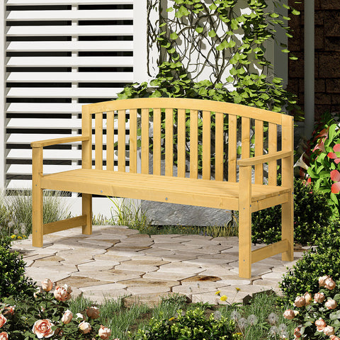 Banco de Jardim de 2 Lugares Banco de Ripas de Madeira com Encosto Apoio para os Braços Terraço Varanda Exterior Carga 240 kg 143x51x85 cm Madeira