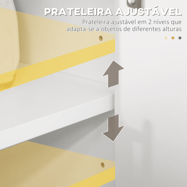 Armário de Cozinha para Micro-ondas Armário Baixa de Cozinha Móvel Auxiliar de Sala de Jantar com 3 Portas Gaveta e Compartimentos 90x30x94 cm Branco