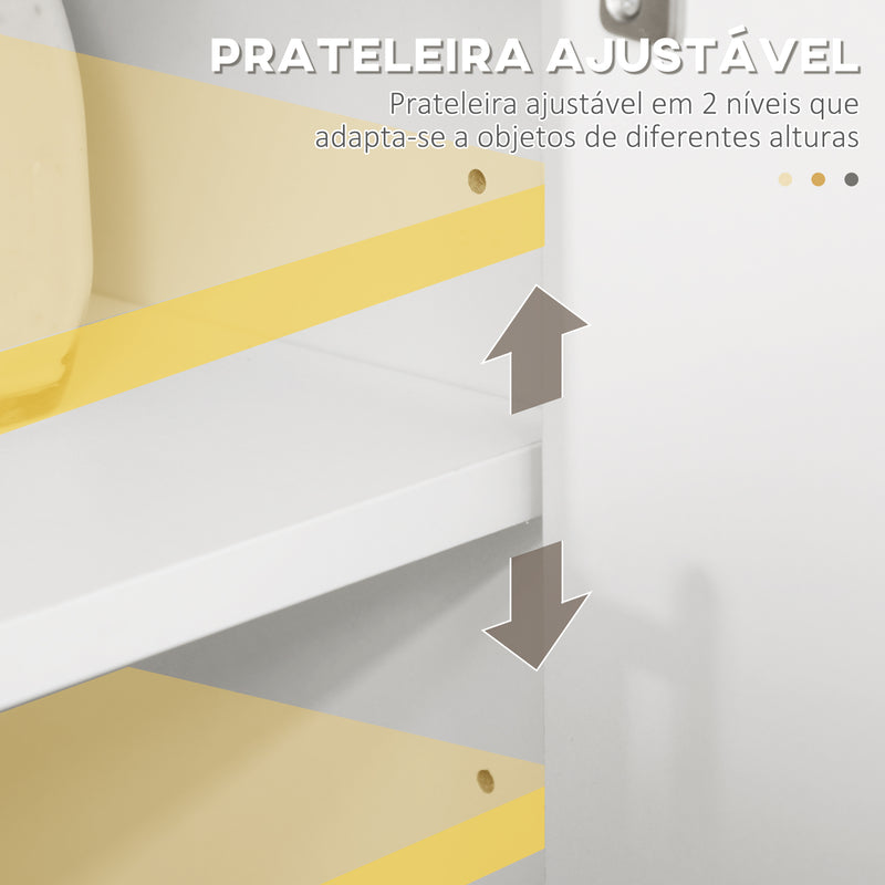 Armário de Cozinha para Micro-ondas Armário Baixa de Cozinha Móvel Auxiliar de Sala de Jantar com 3 Portas Gaveta e Compartimentos 90x30x94 cm Branco