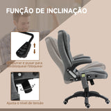 Cadeira de Massagem com 6 Pontos de Massagem Cadeira de Escritório Reclinável até 130° com Função de Aquecimento Altura Ajustável e Rodas para Estúdio 68x72x110-120 cm Cinza