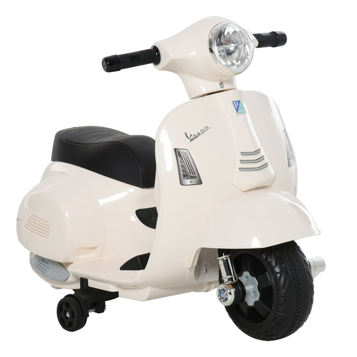 Mota Elétrica Vespa para Crianças de 18-36 Meses com Farol Buzina e 4 Rodas Motocicleta Infantil com Licença 66,5x38x52 cm Branco